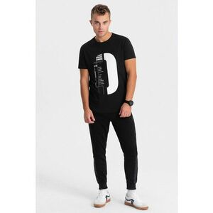 Tricou regular fit cu decolteu la baza gatului si logo supradimensionat imagine