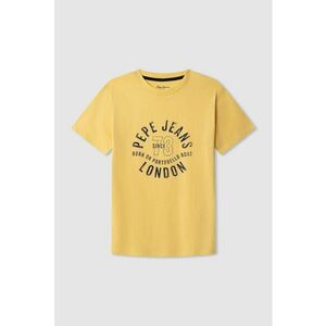 Tricou cu decolteu la baza gatului si imprimeu logo Jeans imagine