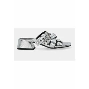 Papuci din piele cu toc si varf patrat imagine