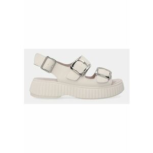 Sandale demi wedge uni din piele imagine