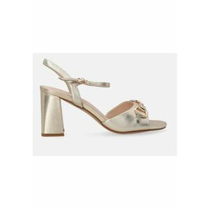 Sandale Din Piele Cu Toc Masiv Si Detaliu Metalic imagine