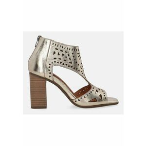 Sandale de piele cu aspect metalic si decupaje imagine