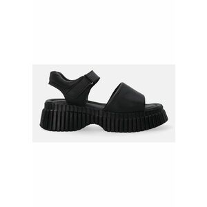 Sandale din piele cu talpa demi-wedge si velcro imagine