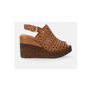 Sandale wedge de piele cu aspect ajurat imagine