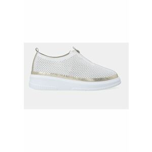 Pantofi din piele cu aspect perforat si fermoar imagine