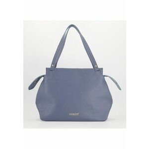 Geanta dama shopper din piele naturala - albastra - 29x45x14cm - 3 buzunare interioare imagine