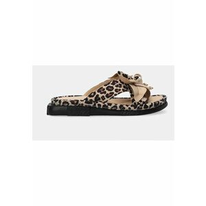 Papuci din piele nabuc cu animal print imagine