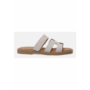 Papuci din piele naturala cu velcro imagine