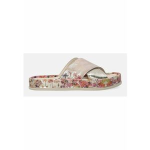 Papuci metalizati cu imprimeu floral imagine