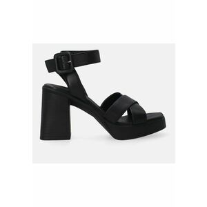 Sandale din piele cu toc masiv si bareta pe glezna imagine