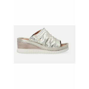 Papuci cu talpa wedge si aspect metalizat imagine