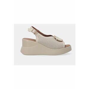 Sandale wedge din piele cu aspect perforat imagine