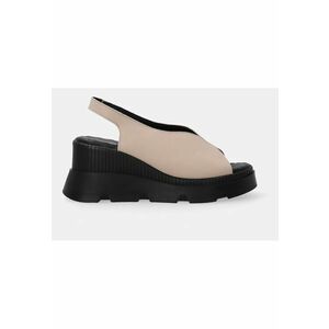 Sandale din piele cu talpa wedge si bareta elastica imagine