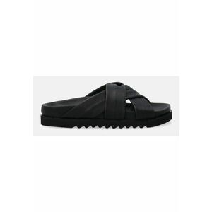 Papuci din piele cu talpa flatform imagine