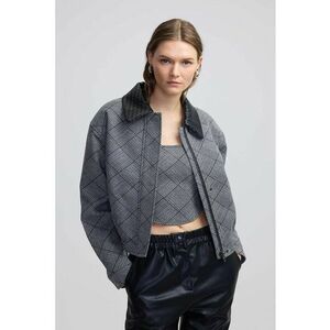 Jacheta supradimensionata cu buzunare laterale si model in carouri imagine