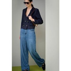 Sacou crop cu doua randuri de nasturi imagine