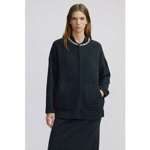 Palton din amestec de lana cu strasuri imagine