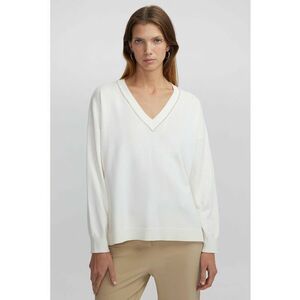 Pulover lejer cu decolteu in V si maneci cazute imagine