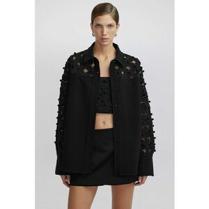 Jacheta-camasa cu detalii decupate si model floral imagine