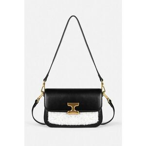 Geanta crossbody din piele ecologica cu garnitura din lana imagine