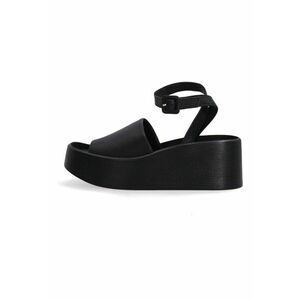 Sandale de piele cu talpa wedge si bareta pe glezna imagine