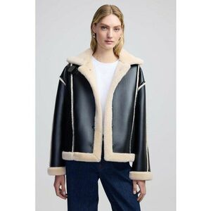 Jacheta de piele ecologica cu detalii de blana sintetica imagine