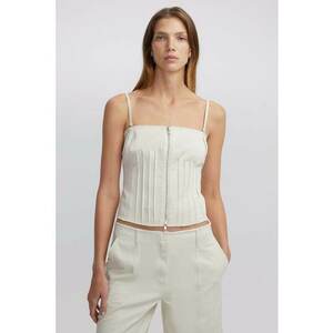 Top crop de bumbac cu fermoar imagine