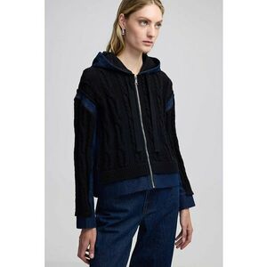 Hanorac tricotat cu garnituri din denim imagine