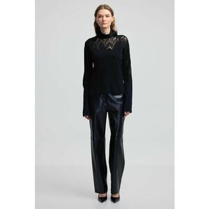 Pulover cu insertii din dantela si guler inalt imagine