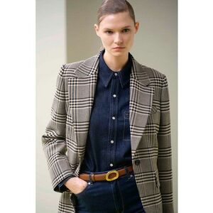 Sacou cu revere decupate si model in carouri imagine