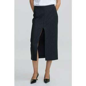 Fusta midi cu slit adanc frontal si dungi imagine