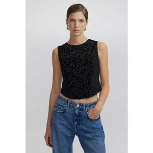 Top crop cu garnituri de plasa imagine