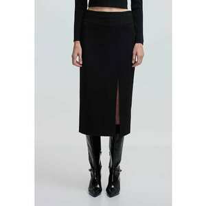 Fusta midi uni cu slit frontal imagine