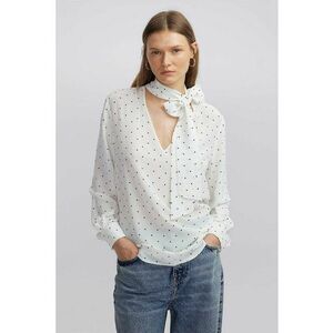 Bluza vaporoasa cu decolteu cu funda din panglici imagine