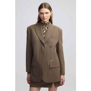 Sacou din amestec de lana cu model in carouri imagine