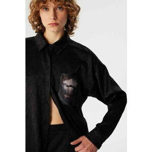 Camasa cu aspect de catifea si buzunar pe piept imagine