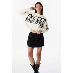 Pulover crop cu design text imagine