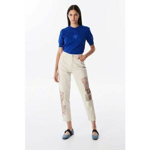 Blugi mom-fit cu detalii imprimate grafic imagine