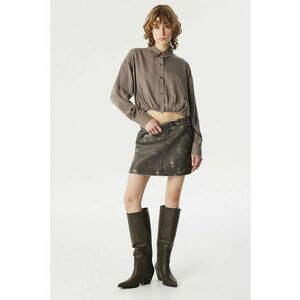 Fusta mini de piele ecologica cu model tie-dye imagine