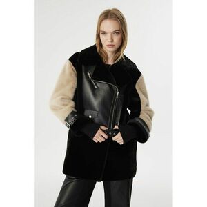 Palton cu segmente de piele ecologica imagine