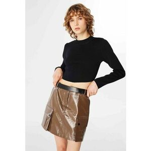 Fusta scurta de piele ecologica cu talie inalta imagine