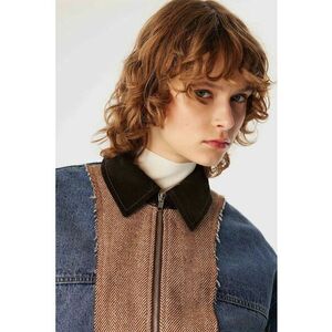 Jacheta de denim cu garnituri contrastante imagine