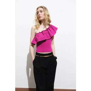 Tricou crop cu volane aplicate imagine