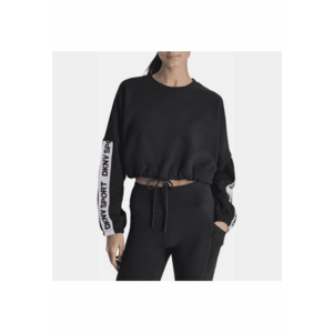 Hanorac dama - cropped - bumbac si poliester - negru imagine