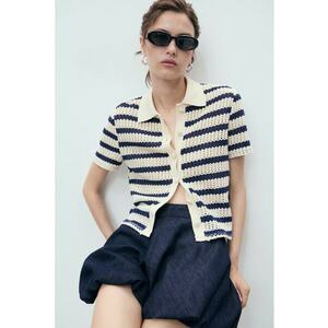 Cardigan cu maneci scurte si perforatii imagine