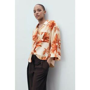 Camasa cu model floral si maneci chimono imagine