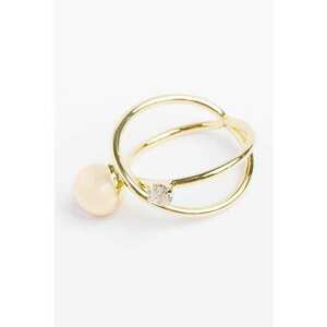 Inel dublu decorat cu perla sintetica si piatra zirconiu imagine