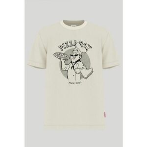 Tricou oversize cu guler rotund și print frontal imagine