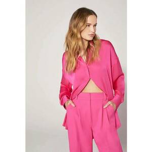 Cămașă supradimensionată cu efect satinat și pliu la spate imagine