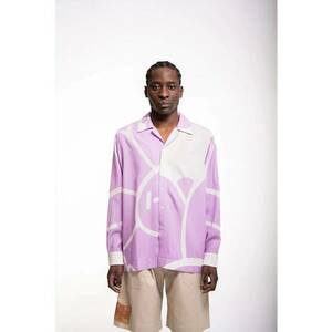 Camasa cu imprimeu tie-dye si maneca scurta - Mov - imagine